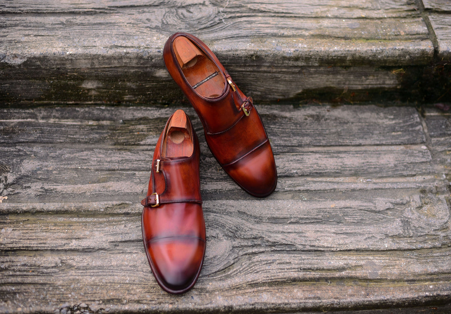Double Monk - Brown Monk Strap Shoes